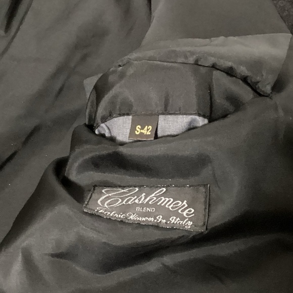 Andrew Fezza Cashmere Blend Charcoal Grey Button Up Long Coat Size S-42 - Picture 12 of 13